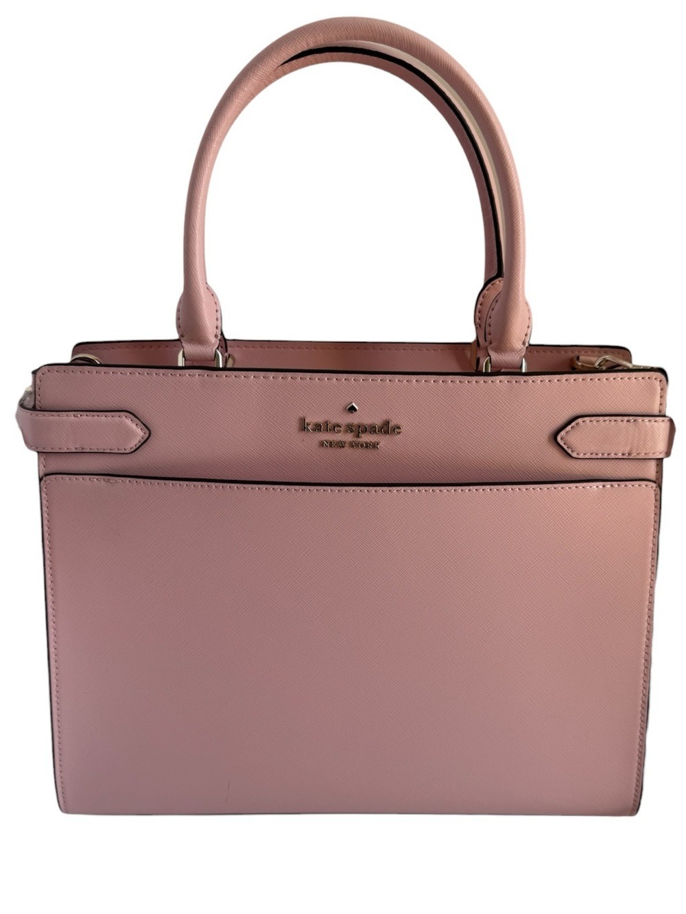 Kate Spade Large Staci Satchel Blush Pink Saffiano Leather Classy Crossbody Bag